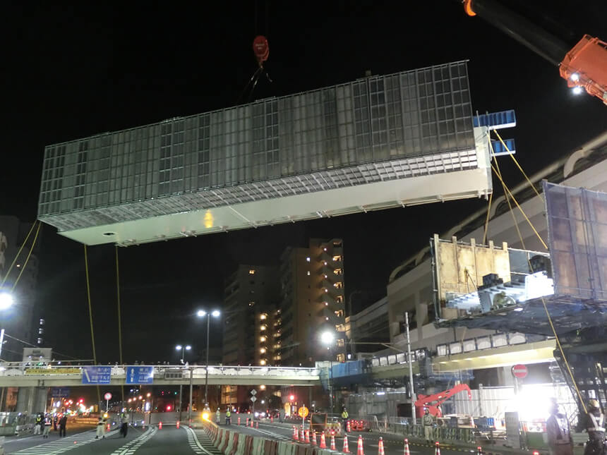蒲田横断歩道橋工事